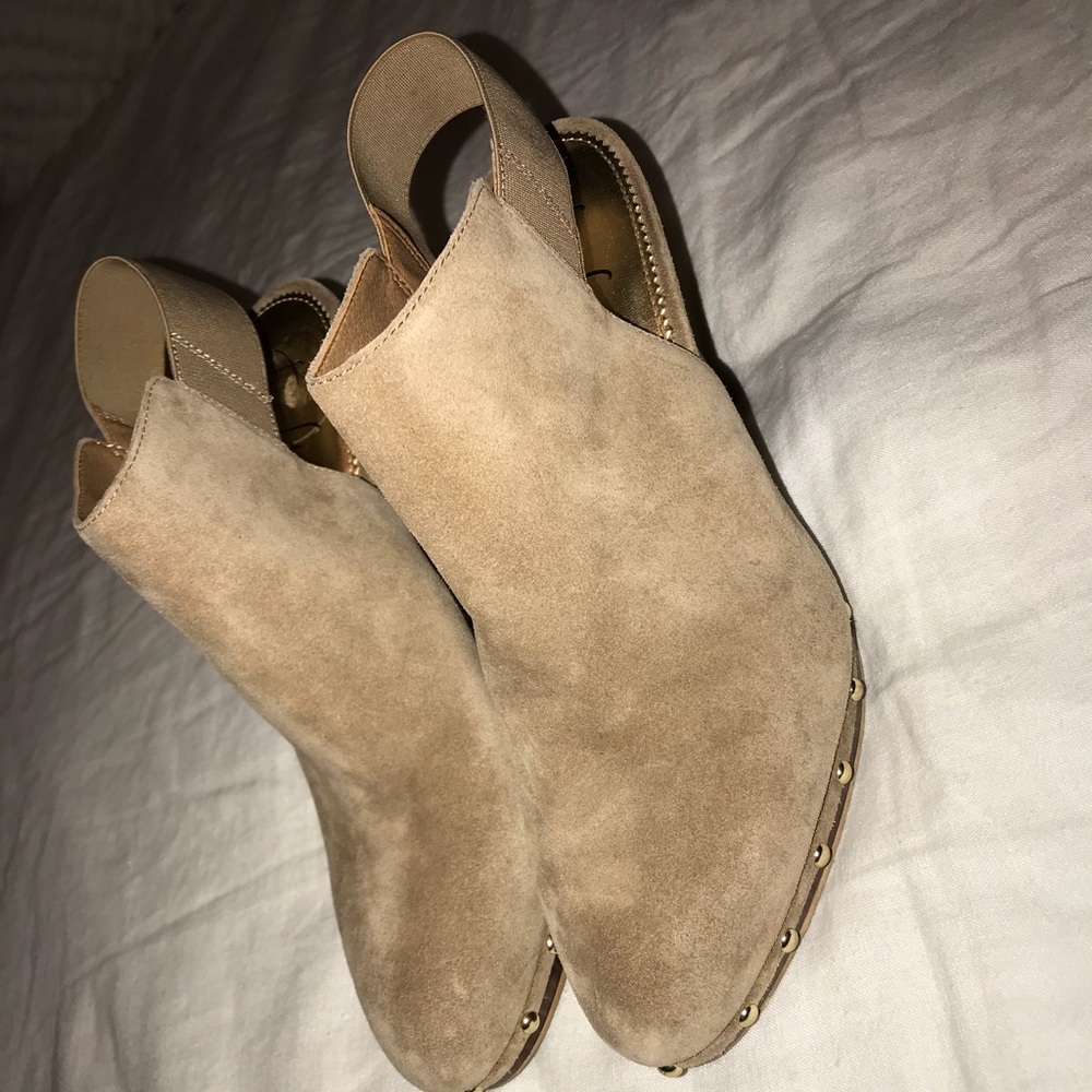 Suede Nude Closed Toe Heels